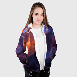 Куртка с капюшоном женская Искаженная геометрия с эффектом потертостей, цвет: 3D-белый — фото 2