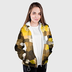 Куртка с капюшоном женская Желто белая мозаика, цвет: 3D-белый — фото 2