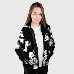Куртка с капюшоном женская Русская община символика розы, цвет: 3D-черный — фото 2