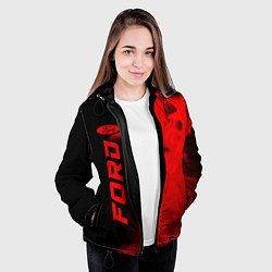 Куртка с капюшоном женская Ford - red gradient по-вертикали, цвет: 3D-черный — фото 2