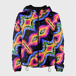 Куртка с капюшоном женская Красочный психоделический узор, цвет: 3D-черный