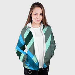 Куртка с капюшоном женская Геометрия из полос, цвет: 3D-белый — фото 2