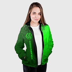 Куртка с капюшоном женская Volkswagen - green gradient по-вертикали, цвет: 3D-черный — фото 2