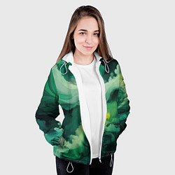 Куртка с капюшоном женская Изумрудные волны, цвет: 3D-белый — фото 2