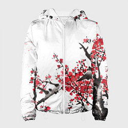 Куртка с капюшоном женская Китайский стиль - слива, цвет: 3D-белый