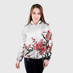 Куртка с капюшоном женская Китайский стиль - слива, цвет: 3D-белый — фото 2