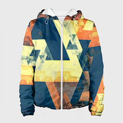 Куртка с капюшоном женская Абстрактные треугольники, цвет: 3D-белый