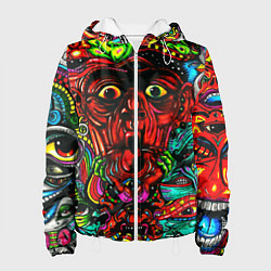 Куртка с капюшоном женская Мексиканский стиль психоделика, цвет: 3D-белый
