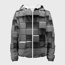 Куртка с капюшоном женская Текстура кубы, цвет: 3D-белый