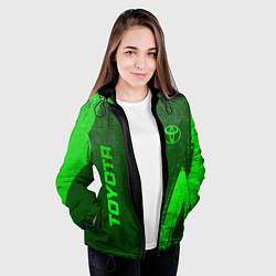 Куртка с капюшоном женская Toyota - green gradient вертикально, цвет: 3D-черный — фото 2