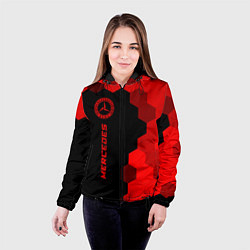 Куртка с капюшоном женская Mercedes - red gradient по-вертикали, цвет: 3D-черный — фото 2