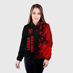 Куртка с капюшоном женская Leeds United - red gradient по-вертикали, цвет: 3D-черный — фото 2
