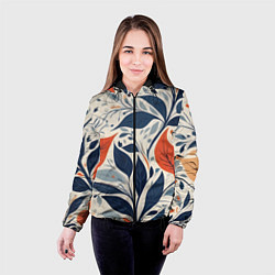 Куртка с капюшоном женская Искусство листья абстракция, цвет: 3D-черный — фото 2