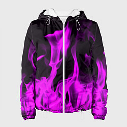 Куртка с капюшоном женская Неоновый огонь в дыму, цвет: 3D-белый