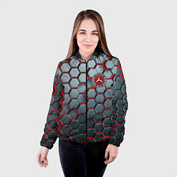 Куртка с капюшоном женская Mercedes броня, цвет: 3D-черный — фото 2