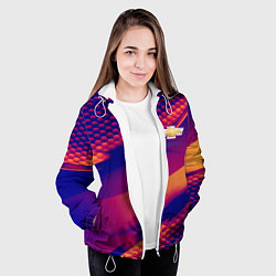 Куртка с капюшоном женская Chevrolet текстура, цвет: 3D-белый — фото 2