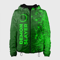 Женская куртка Demon Slayer - green gradient по-вертикали
