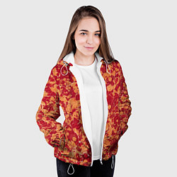 Куртка с капюшоном женская Абстрактная текстура - красно-оранжевая рябь, цвет: 3D-белый — фото 2