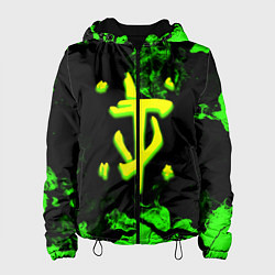 Куртка с капюшоном женская Doom кислотное лого в огне, цвет: 3D-черный