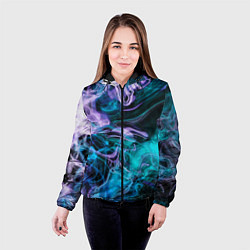 Куртка с капюшоном женская Цветной дым текстура, цвет: 3D-черный — фото 2