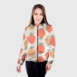 Куртка с капюшоном женская Клубничный узор, цвет: 3D-черный — фото 2