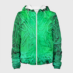 Куртка с капюшоном женская Зелёный симбионт абстракция, цвет: 3D-белый