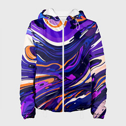 Куртка с капюшоном женская Разноцветная абстракция разводов, цвет: 3D-белый