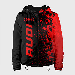Куртка с капюшоном женская Audi - red gradient по-вертикали, цвет: 3D-черный
