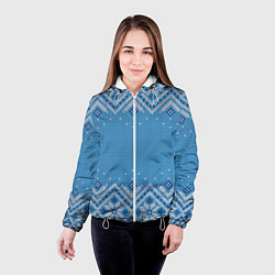 Куртка с капюшоном женская Вязаный скандинавский орнамент, цвет: 3D-белый — фото 2