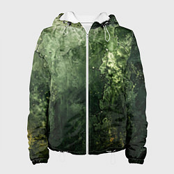 Куртка с капюшоном женская Зеленый камуфляж с эффектом старины, цвет: 3D-белый