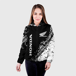 Куртка с капюшоном женская Honda - следы от шин, цвет: 3D-черный — фото 2