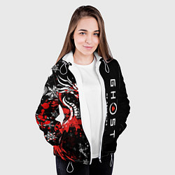 Куртка с капюшоном женская Ghost of Tsushima - snowflakesv, цвет: 3D-белый — фото 2