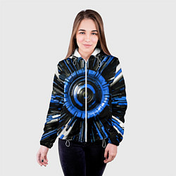 Куртка с капюшоном женская Чёрно-синяя сфера киберпанк, цвет: 3D-белый — фото 2