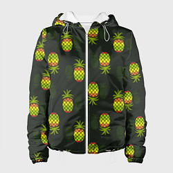 Куртка с капюшоном женская Ананасовый паттерн, цвет: 3D-белый
