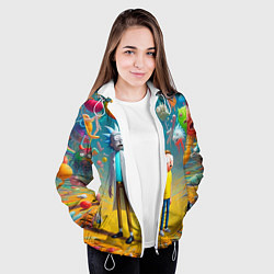 Куртка с капюшоном женская Рик и Морти - сюрреалистическая фантазия, цвет: 3D-белый — фото 2