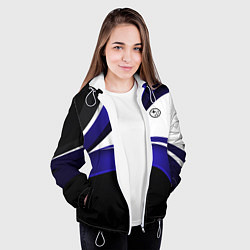 Куртка с капюшоном женская Субару - белая волна, цвет: 3D-белый — фото 2