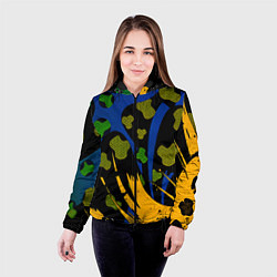 Куртка с капюшоном женская Абстрактные пятна леопарда, цвет: 3D-черный — фото 2
