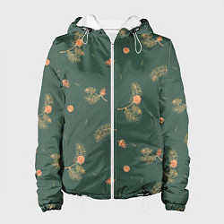 Куртка с капюшоном женская Сосновые ветки и шишки, цвет: 3D-белый