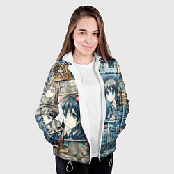 Куртка с капюшоном женская Пэчворк деним и аниме, цвет: 3D-белый — фото 2