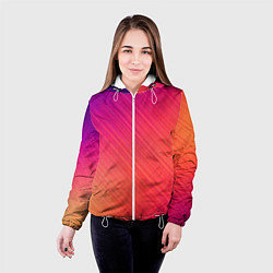 Куртка с капюшоном женская Градиент в косую полоску, цвет: 3D-белый — фото 2