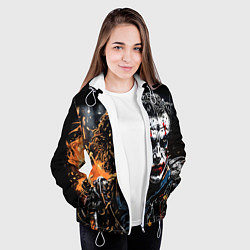 Куртка с капюшоном женская Джокер на фоне огня, цвет: 3D-белый — фото 2