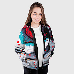 Куртка с капюшоном женская Флюид арт абстракция, цвет: 3D-черный — фото 2