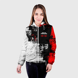 Куртка с капюшоном женская Arctic Monkeys - Красные и белые помехи, цвет: 3D-белый — фото 2