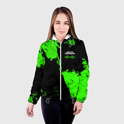 Куртка с капюшоном женская Arctic Monkeys - Зеленые брызги, цвет: 3D-белый — фото 2
