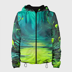 Куртка с капюшоном женская Зелёная кислотная абстракция, цвет: 3D-черный