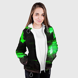 Куртка с капюшоном женская Кислотный зелёный закат, цвет: 3D-белый — фото 2