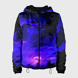 Куртка с капюшоном женская Фиолетовый апокалиптический закат, цвет: 3D-черный