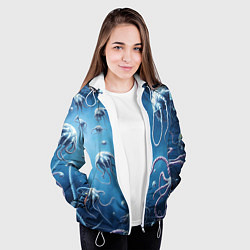 Куртка с капюшоном женская Мир фантастических осьминогов, цвет: 3D-белый — фото 2
