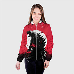 Куртка с капюшоном женская Godzilla destroys the city, цвет: 3D-белый — фото 2