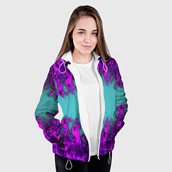 Куртка с капюшоном женская Фиолетовое пламя, цвет: 3D-белый — фото 2
